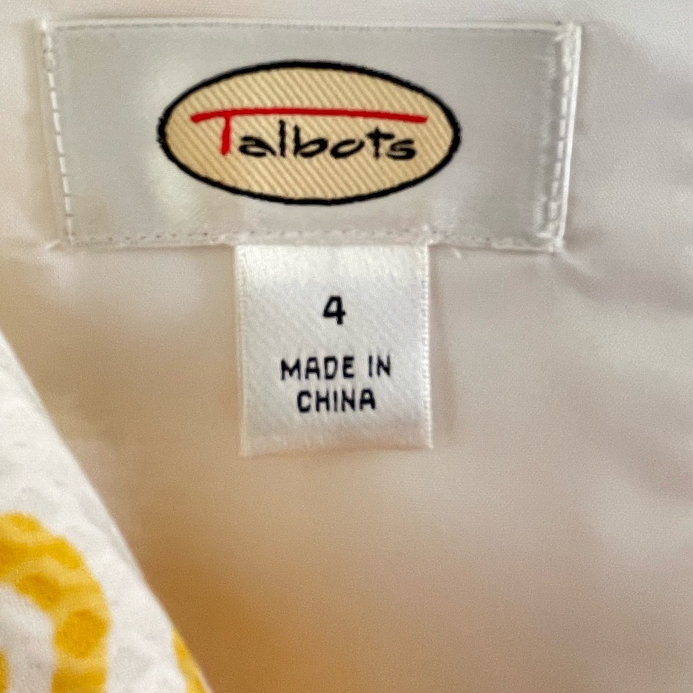 Talbots Yellow and White Tie-Waist Midi Dress - Picture 4 of 5
